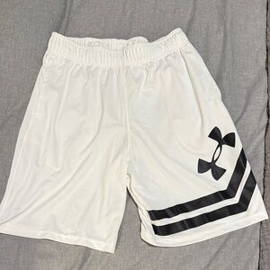 Under Armour Men's Athletic Shorts in White with Black Logo